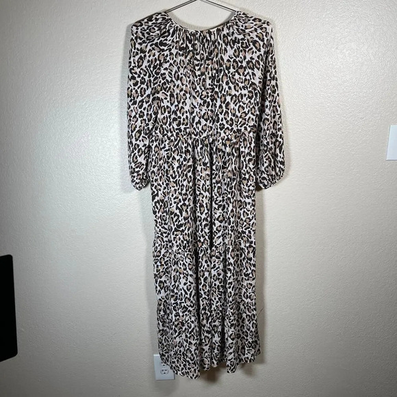 Banana‎ Republic Leopard Full Length Long Sleeve Dress XS Petite - Picture 5 of 9